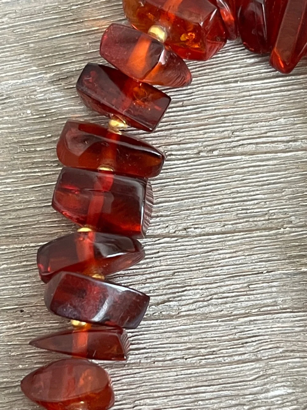 Baltic Amber VINTAGE Necklace 12kt gold filled - 18” Rich Cognac Red - Picture 8 of 13